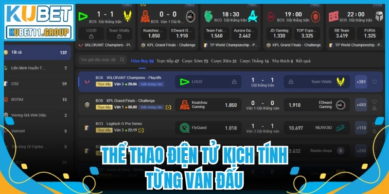 Thể thao điện tử kịch tính từng ván đấu